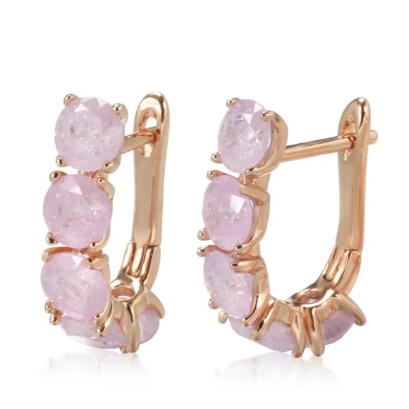 Rose Gold Filled Pink Cubic Zirconia Earrings - Picture 1 of 2